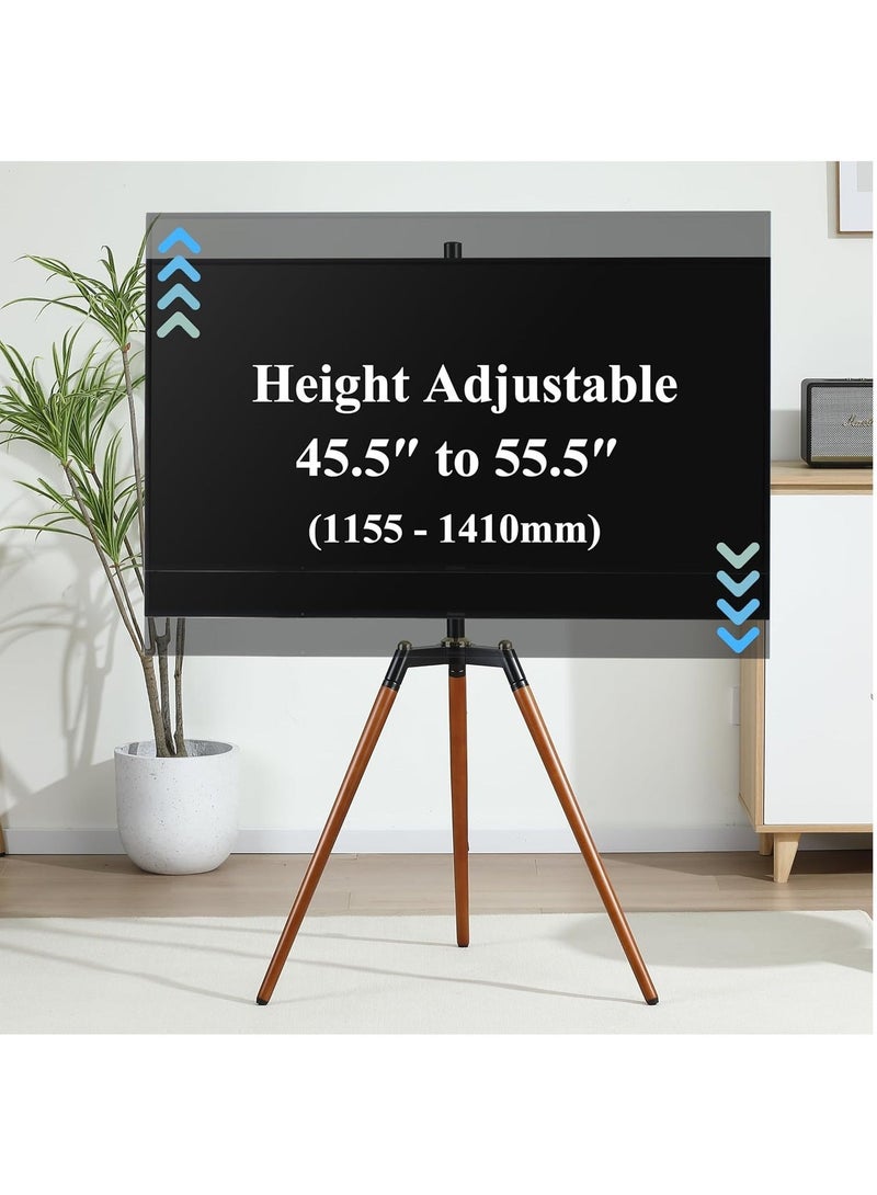 FlashHawk Tripod TV Stand for 32-65 Inch Screens | Fits 32 42 43 50 55 60 65 inch TVs | Height Adjustable | 140° Swivel Floor TV Mount | 70Lbs Capacity | Steel & Beech Wood Design for Living Room & Bedroom Black - Image 4